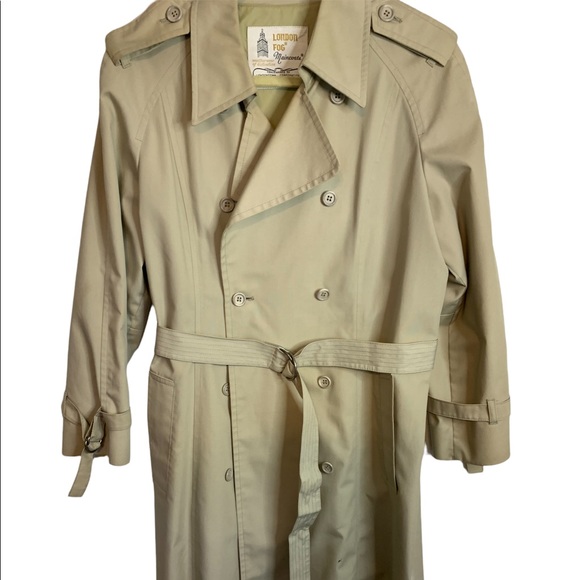 Vintage Retro London Fog Maincoats Timeless Tan Trench Coat Plus Size 12P - Picture 2 of 9